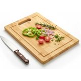 Sefa Ticaret Dikdörtgen Bambu Kesme Tahtası (34X24 Cm) | Antibakteriyel, Oluklu ve Kulplu Doğrama Tahtası | Et, Sebze ve Ekmek Tahtası - Ahşap