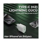 Sefa Ticaret Nodar 20W Usb-C To Lightning Pd Hızlı Şarj Seti | 1 Metre iPhone Şarj Kablosu Dahil | Dinamik Hızlı Şarj, Kısa Devre Korumalı | Beyaz - 00-Siyah - Beyaz