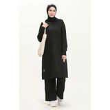Sefamerve 0044-05 Siyah Kadın Tunik Pantolon İkili Takım