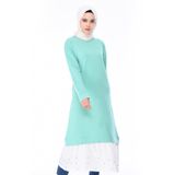Sefamerve 19022-03 Spor Uzun Koyu Mint yeşil Tunik