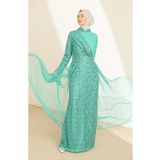 Sefamerve 5345-15 Yeşil Kadın Abiye Elbise