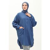 Sefamerve 6480-16 Açık Lacivert Kadın Tunik