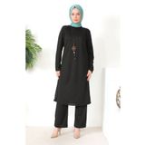 Sefamerve 8585-01 Siyah Kadın Tunik Pantolon İkili Takım