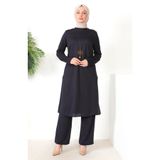 Sefamerve 8585-06 Mor Kadın Tunik Pantolon İkili Takım