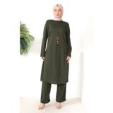 Sefamerve 8585-07 Haki Kadın Tunik Pantolon İkili Takım