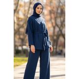 sefamerve Aerobin Kumaş Tunik Pantolon ikili Takım 4141-03 İndigo