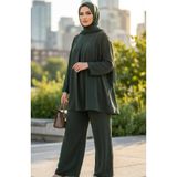 sefamerve Aerobin Kumaş Tunik Pantolon ikili Takım 4141-06 Haki