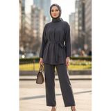 sefamerve Aerobin Kumaş Tunik Pantolon ikili Takım 4141-07 Antrasit