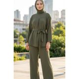 sefamerve Aerobin Kumaş Tunik Pantolon ikili Takım 4141-09 Açık Yeşil