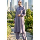 sefamerve Aerobin Kumaş Tunik Pantolon İkili Takım 4142-01 Gri