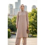 sefamerve Aerobin Kumaş Tunik Pantolon İkili Takım 4142-09 Bej