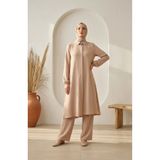 sefamerve Aerobin Kumaş Tunik Pantolon İkili Takım 4142-12 Vizon