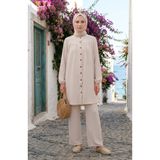sefamerve Aerobin Kumaş Tunik Pantolon İkili Takım 4146-02 Bej
