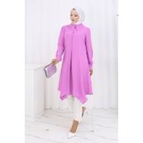 sefamerve Baskı Düğmeli Tunik 1102-02 Lila