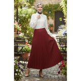 sefamerve Beli Lastikli Piliseli Etek 0213-04 Bordo