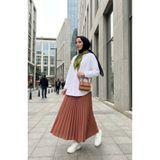 sefamerve Beli Lastikli Piliseli Etek 0213-17 Yavruağzı