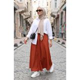 sefamerve Beli Lastikli Rahat Kesim Etek 0227-07 Taba