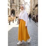 sefamerve Beli Lastikli Rahat Kesim Etek 0227-08 Hardal