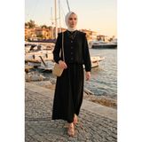 sefamerve Boydan Düğmeli Fırfırlı Tunik Etek ikili Takım 0272-02 Siyah