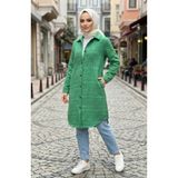 sefamerve Boydan Düğmeli Oduncu Kışlık Tunik 2506-01 Yeşil