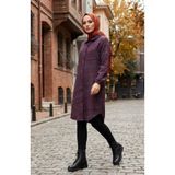 sefamerve Boydan Düğmeli Oduncu Kışlık Tunik 2506-04 Mor