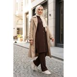 sefamerve Boydan Düğmeli Tesettür ikili Takım 2232-04 Kahverengi