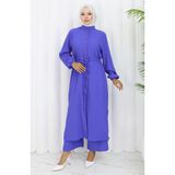 sefamerve Boydan Düğmeli Tunik Pantolon Ikili Takım 2100-03 Saks