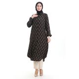 sefamerve Boydan Düğmeli Uzun Tunik 0092-01 Siyah Vizon