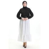 sefamerve Bürümcük Kumaş Beli Lastikli Etek 2106-01 Beyaz