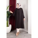 sefamerve Bürümcük Kumaş Reglan Kol Uzun Tunik 0902-09 Koyu Kahverengi