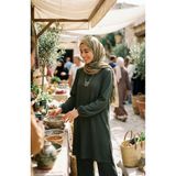 sefamerve Bürümcük Kumaş Tunik Pantolon Tesettür ikili Takım 0571-05 Haki