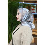 sefamerve Çiçek Desenli Pamuklu Koza Eşarp 70336-03 Taş Koyu Vizon
