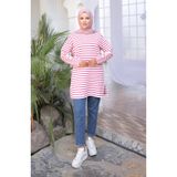 sefamerve Çizgili Spor Tunik 71295-05 Fuşya