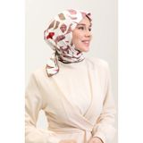 sefamerve Desenli Eşarp 70289-04 Kahverengi Bordo