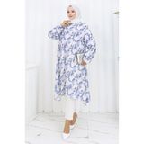 sefamerve Desenli Krep Tunik 1014-04 Mavi
