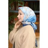 sefamerve Desenli Pamuklu Koza Eşarp 70334-12 Lacivert Mavi