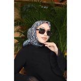 sefamerve Desenli Pamuklu Koza Eşarp 70337-13 Siyah