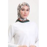 sefamerve Desenli Soft Eşarp 70245-04 Zümrüt Yeşili Vizon