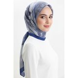 sefamerve Desenli Soft Şal 70316-07 Gece Mavisi Gri