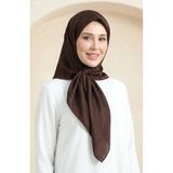 sefamerve Düz Kristal Eşarp 70252-47 Koyu Kahverengi