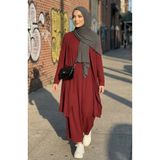 sefamerve Elbise Yelek ikili Takım 6527-01 Bordo
