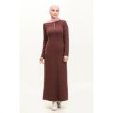 sefamerve Fermuarlı Elbise 2144-05 Mürdüm