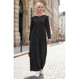 sefamerve Fermuarlı Taşlı Ferace 71179-04 Siyah