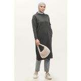 sefamerve Kapüşonlu Spor Tunik 3007-30 Antrasit