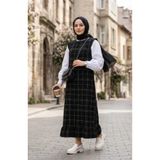 sefamerve Kareli Dokulu Jile Elbise 2514-06 Siyah