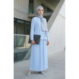 sefamerve Kolu Düğmeli Tunik Etek ikili Takım 0246-02 Mavi