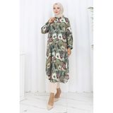 sefamerve Kolu Lastikli Düğmeli Tunik 0134-01 Çağla Yeşili Mürdüm