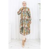 sefamerve Kolu Lastikli Düğmeli Tunik 0134-05 Nar Çiçeği Hardal