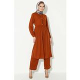 sefamerve Kolyeli Tunik Pantolon İkili Takım 0583-10 Taba