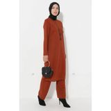 sefamerve Kolyeli Tunik Pantolon İkili Takım 8585-10 Taba